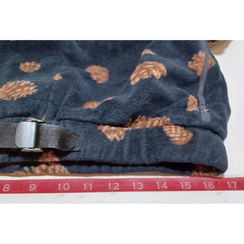 KAVU Mens Teannastay Fleece Pants M Black Pine Cones Gorpcore Outdoor Cabincore
